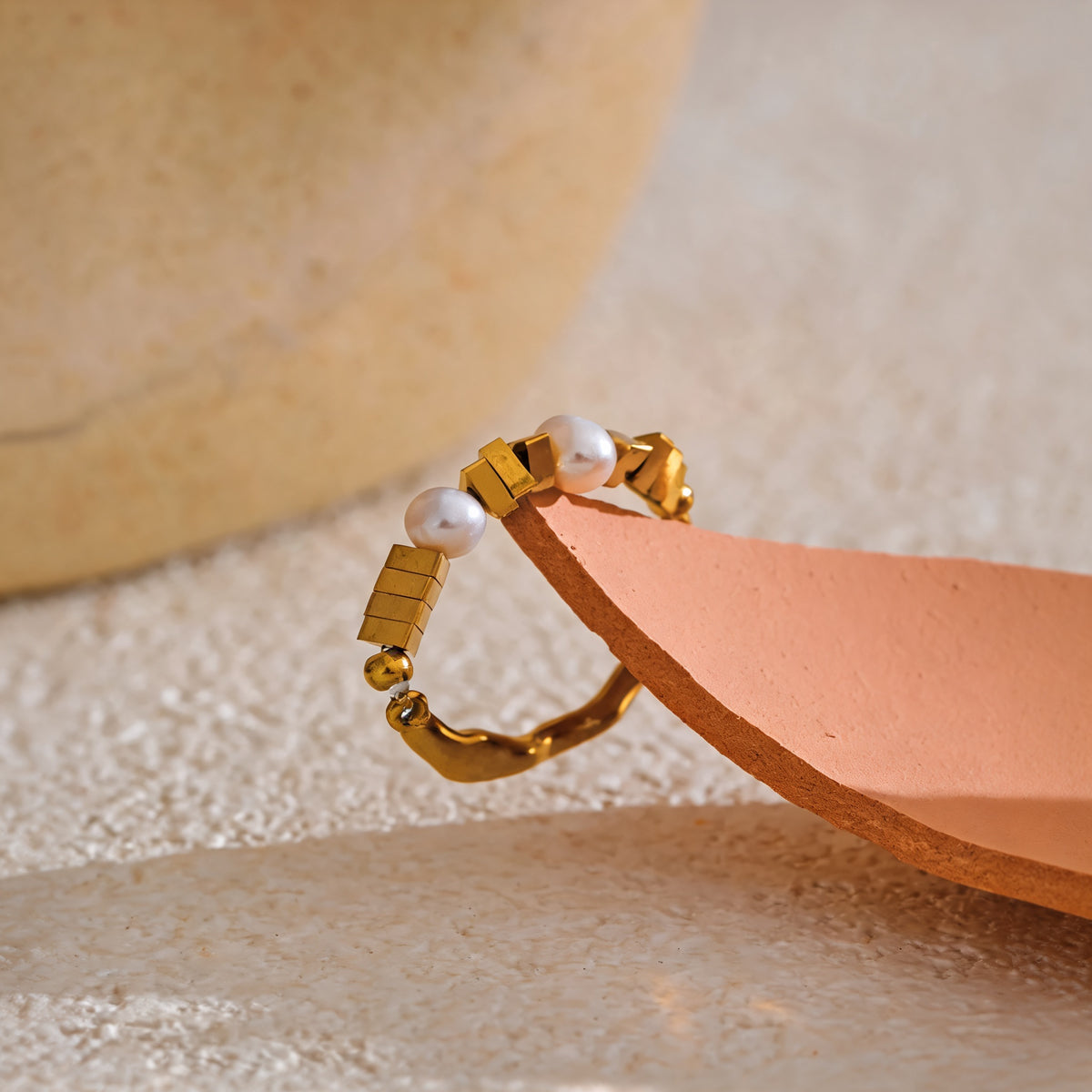 Lacey Faux Pearl Ring