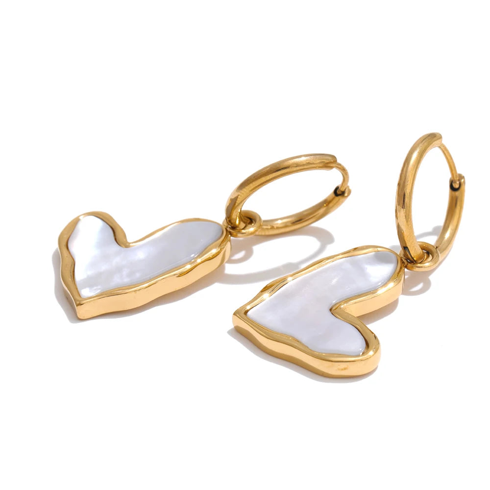 Lila Shell Heart Earrings