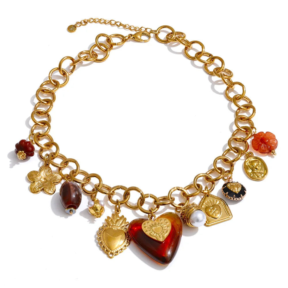 Ramona Long Drop Necklace in gold-tone, full view