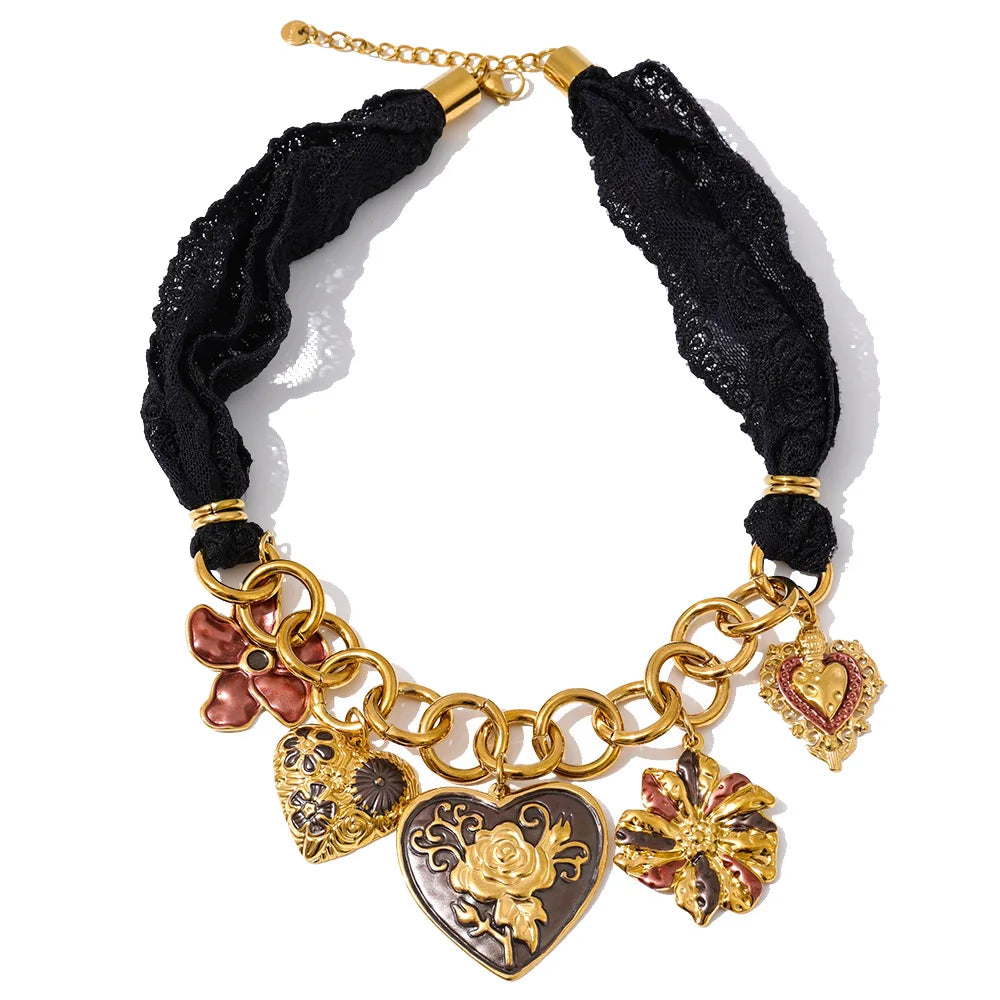 Noelle Lace Charm Necklace