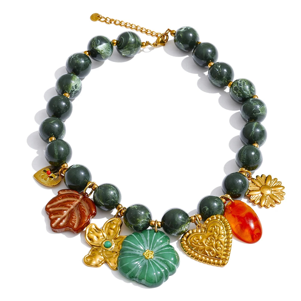 Aster Green Charm Necklace