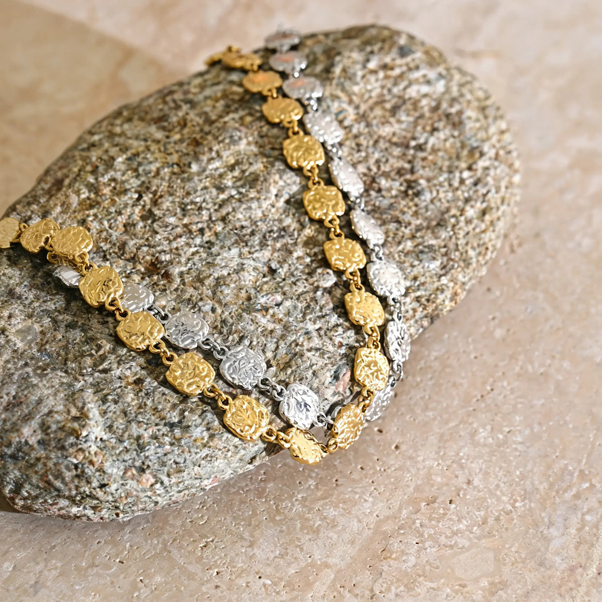 Ridge Hammered Chain Necklace