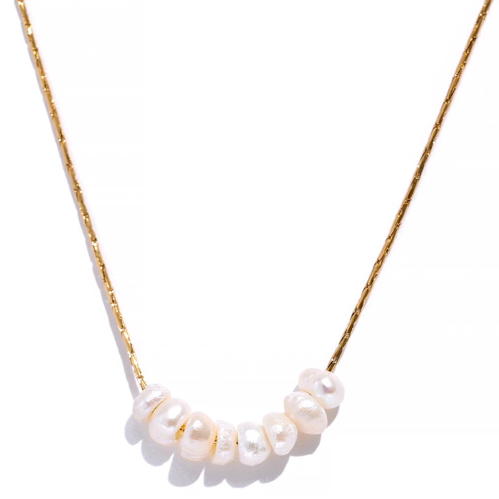 Wren pearl chain necklace on a fine gold chain