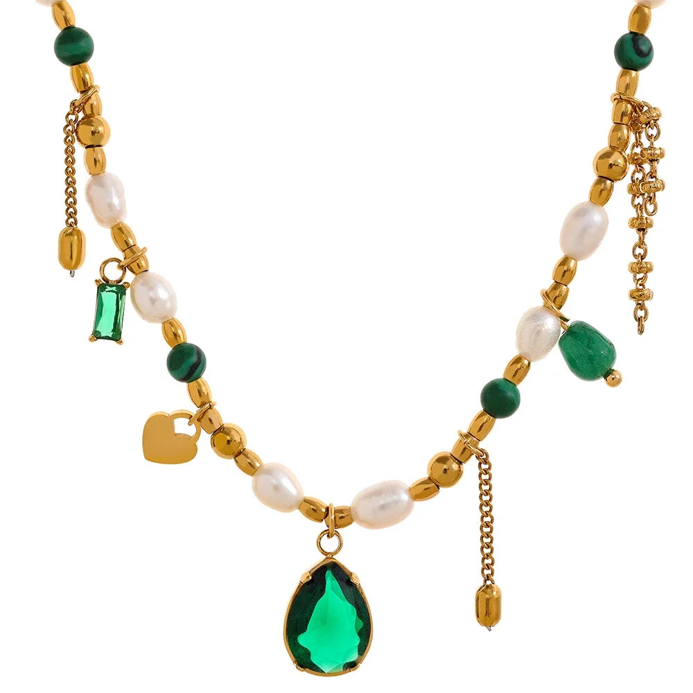 Fallon Green Crystal Necklace
