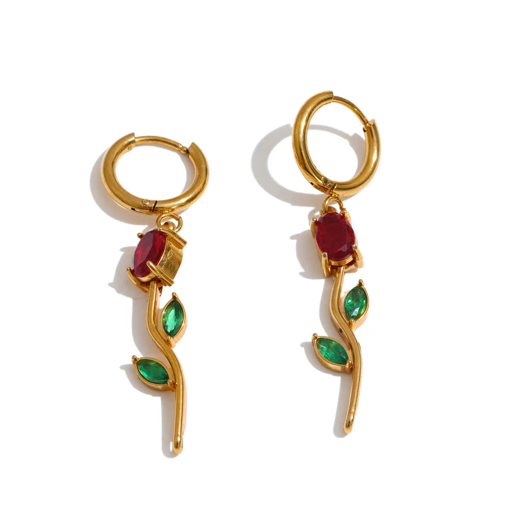 Zinnia Rose Drop Earrings