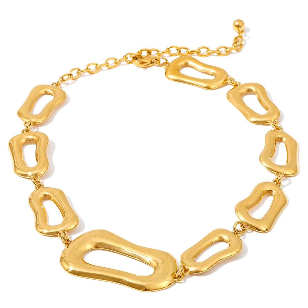 Harlow gold rectangle link necklace