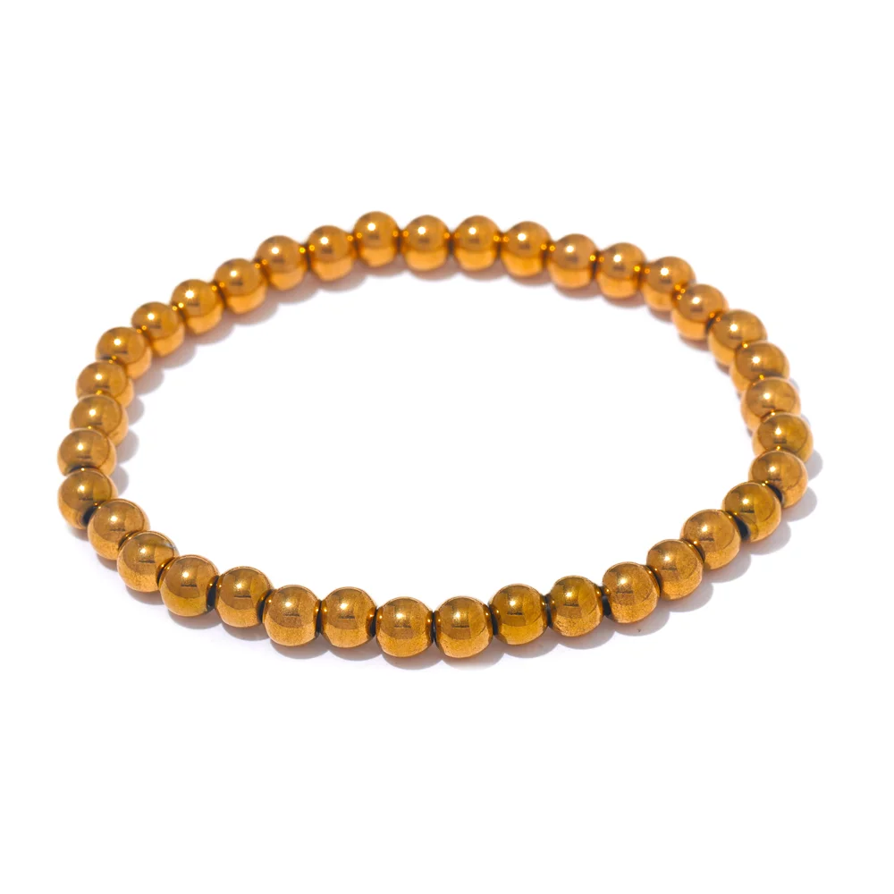 5mm gold beaded stainless steel stretch bracelet