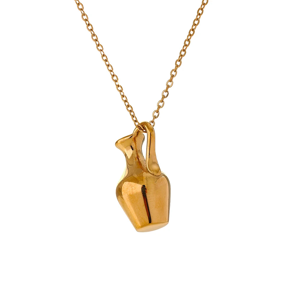 Vera Vase Charm Necklace in PVD gold-plated stainless steel