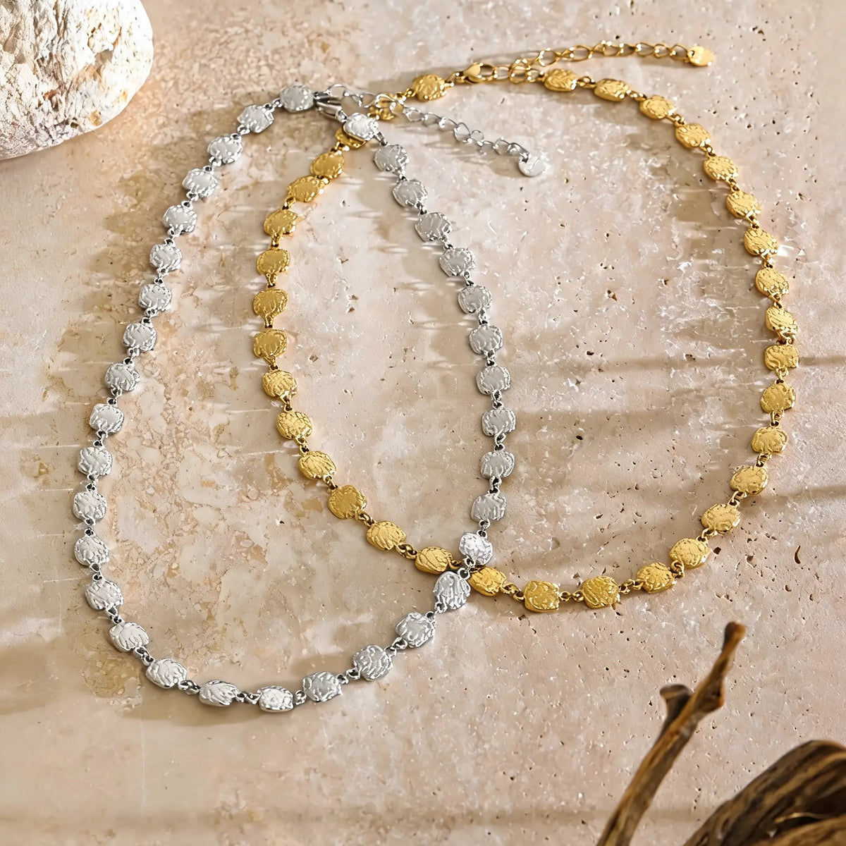 Ridge Hammered Chain Necklace