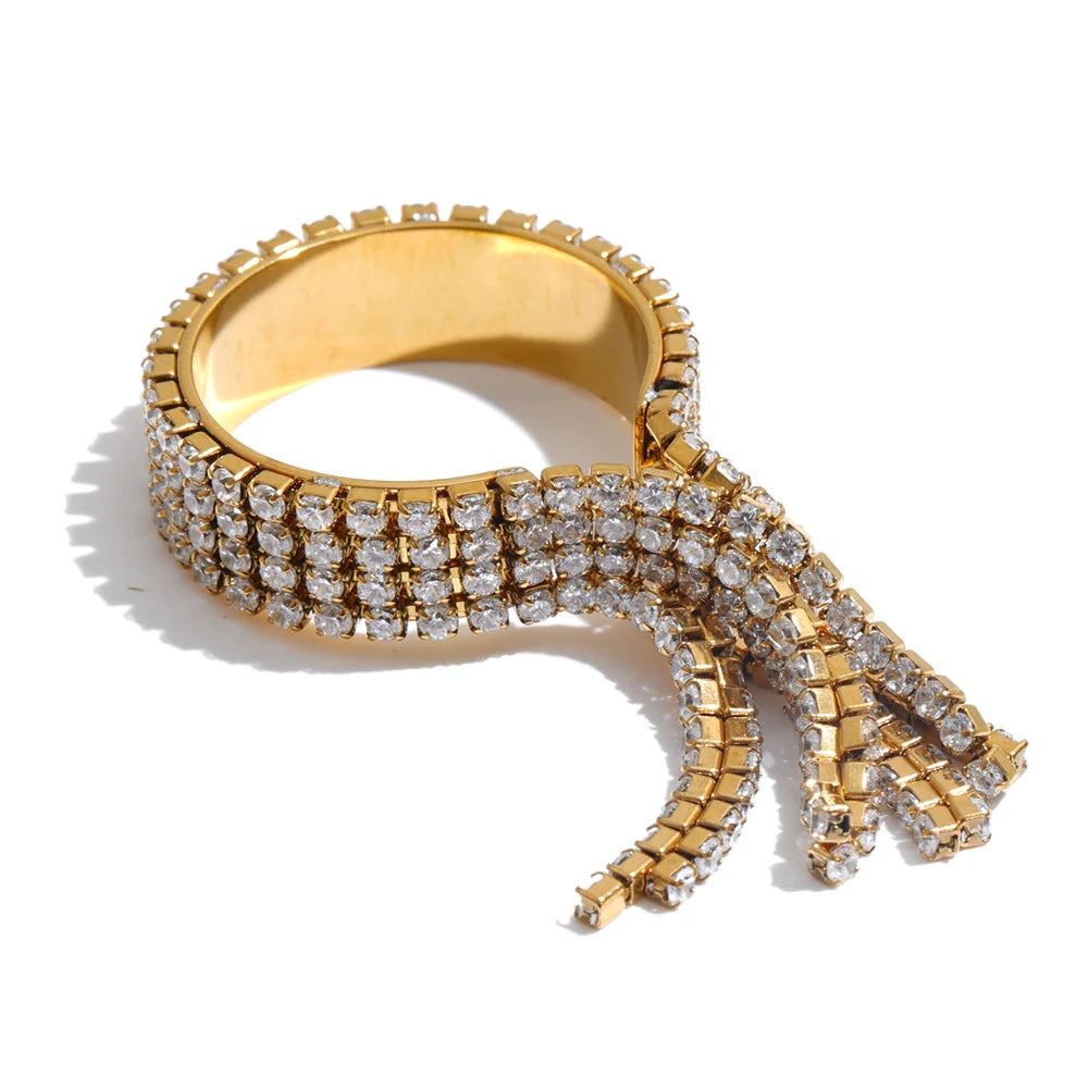 Renna Crystal Tassel Ring