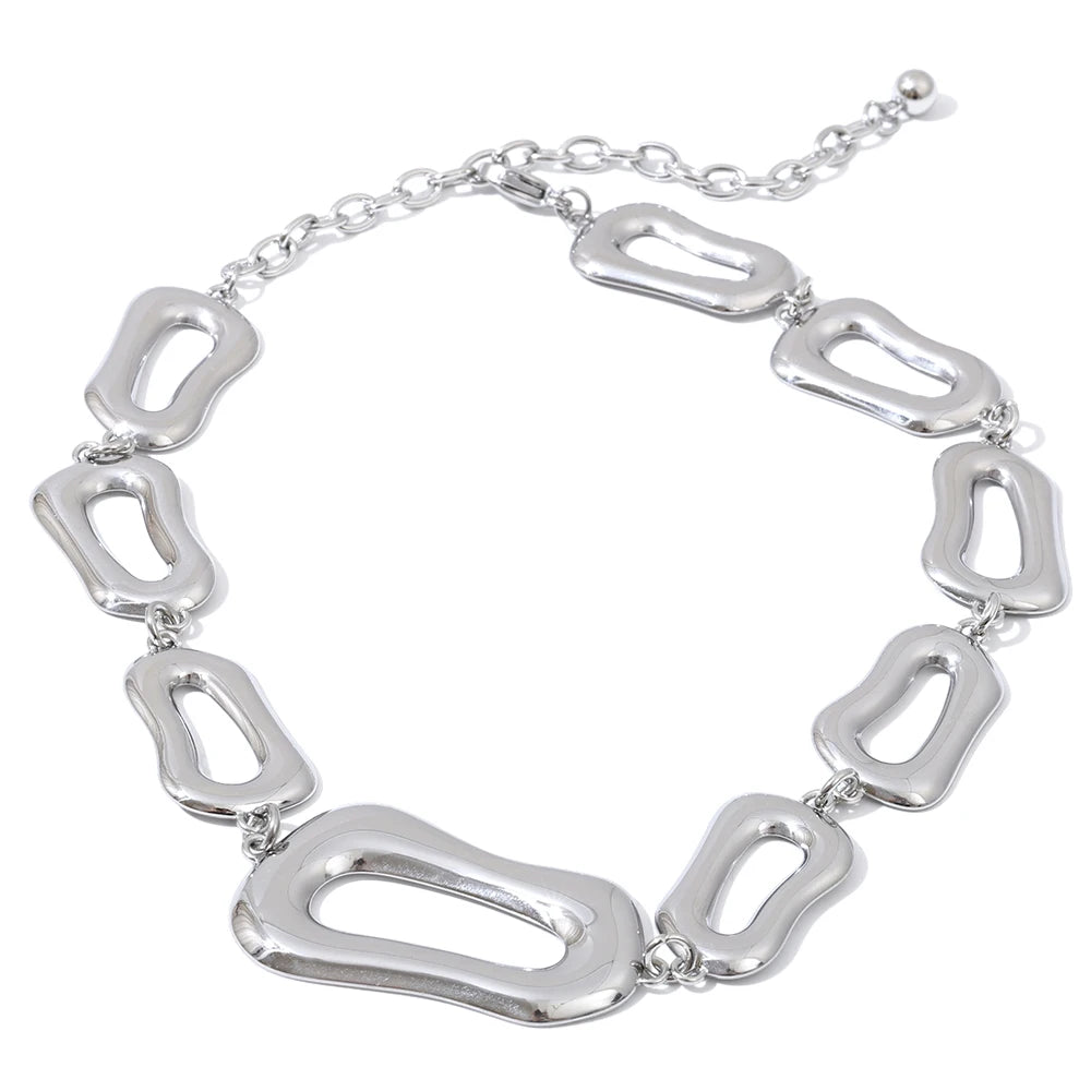 Harlow silver rectangle link necklace