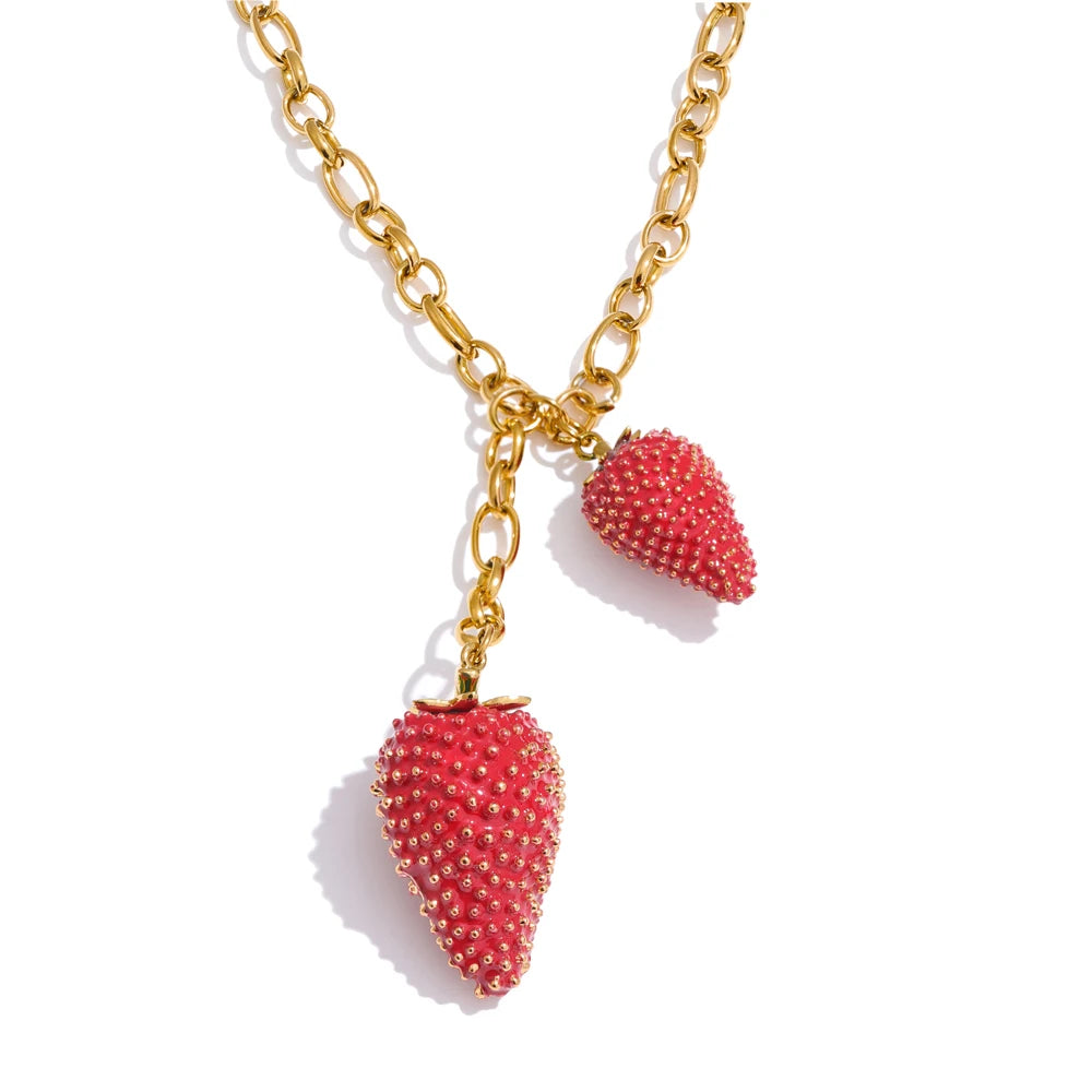 Poppy Strawberry Charm Necklace