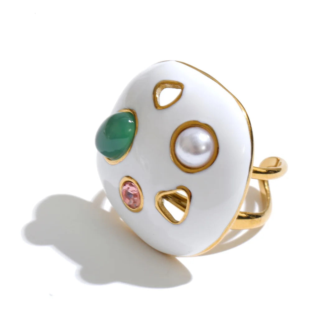 Birch Enamel Dot Ring