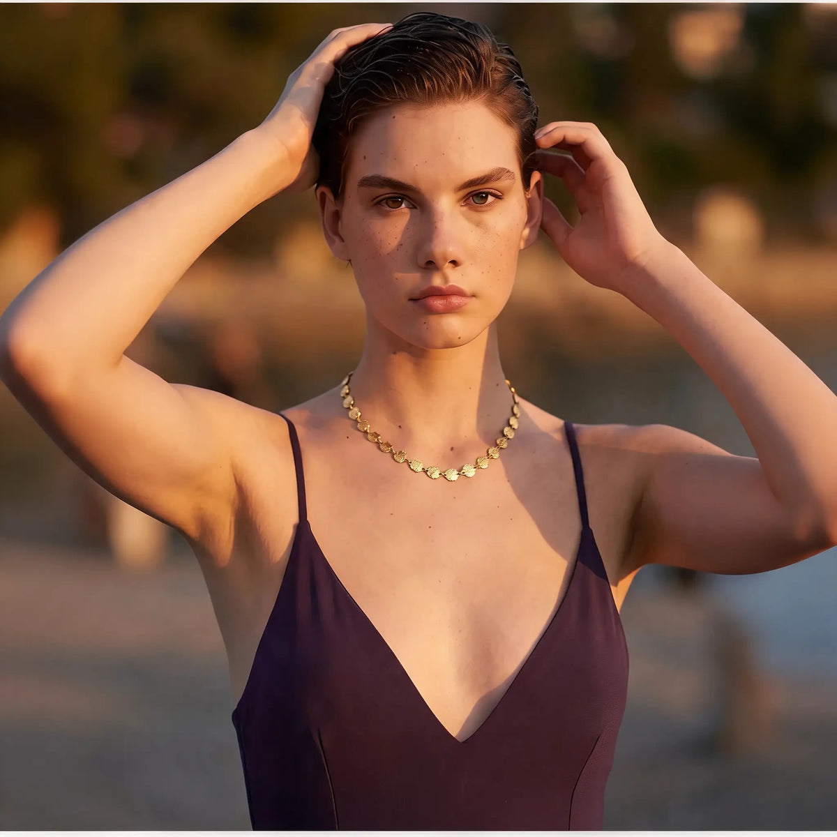 Ridge Hammered Chain Necklace