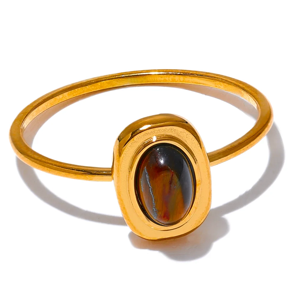 Olive Stone Oval Ring