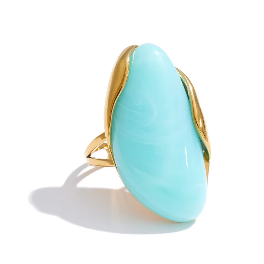 Callie Geometric Resin Ring in Aqua