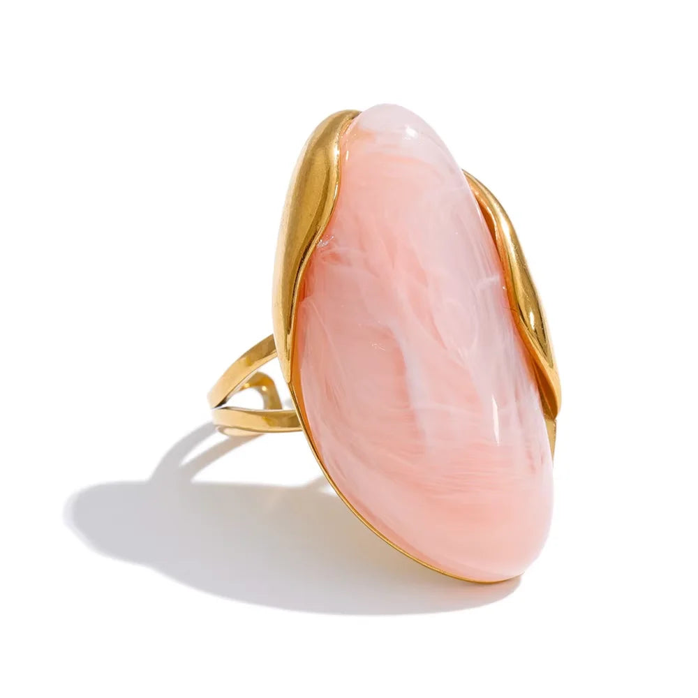 Callie Geometric Resin Ring in Blush
