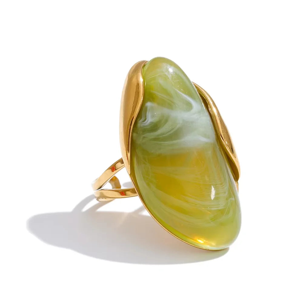 Callie Geometric Resin Ring in Chartreuse