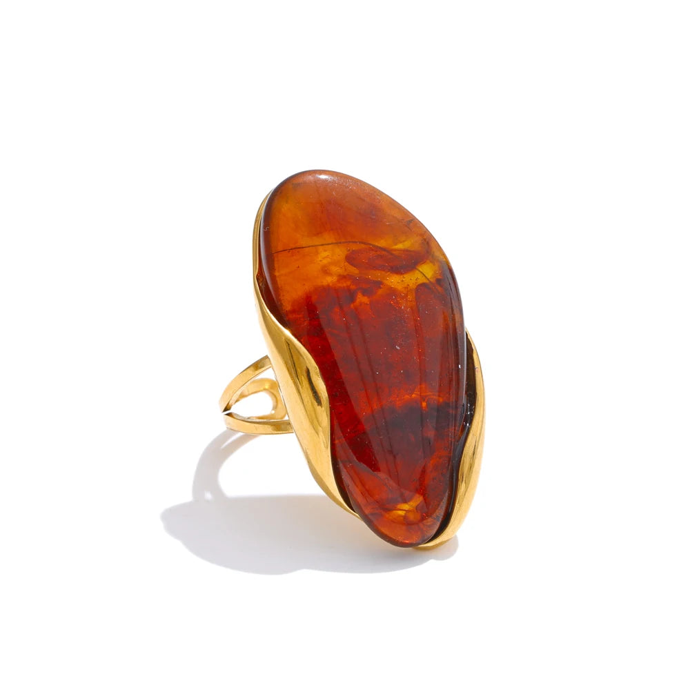 Callie Geometric Resin Ring in Cognac
