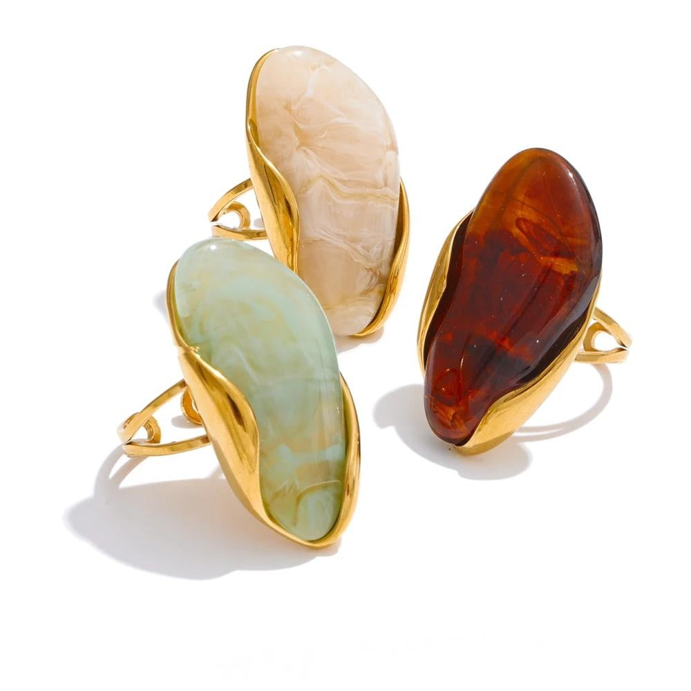 Three Callie Geometric Resin Rings grouped together