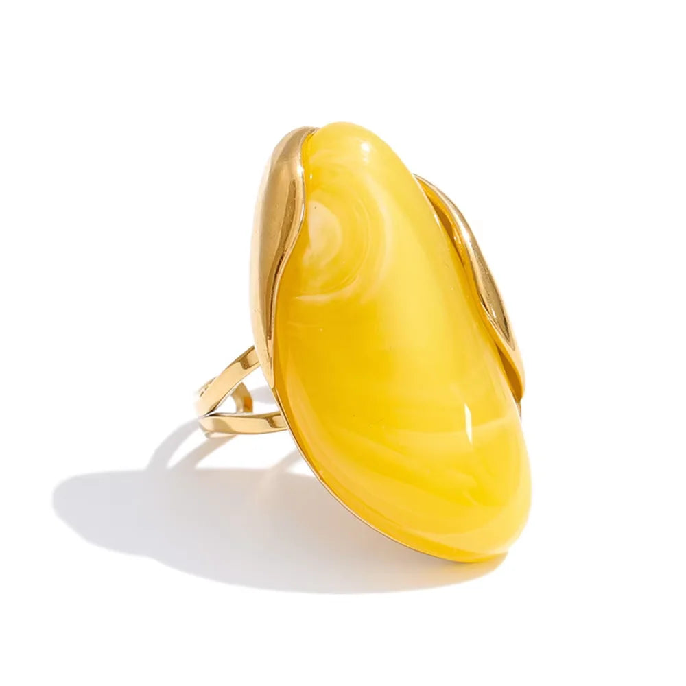 Callie Geometric Resin Ring in Marigold