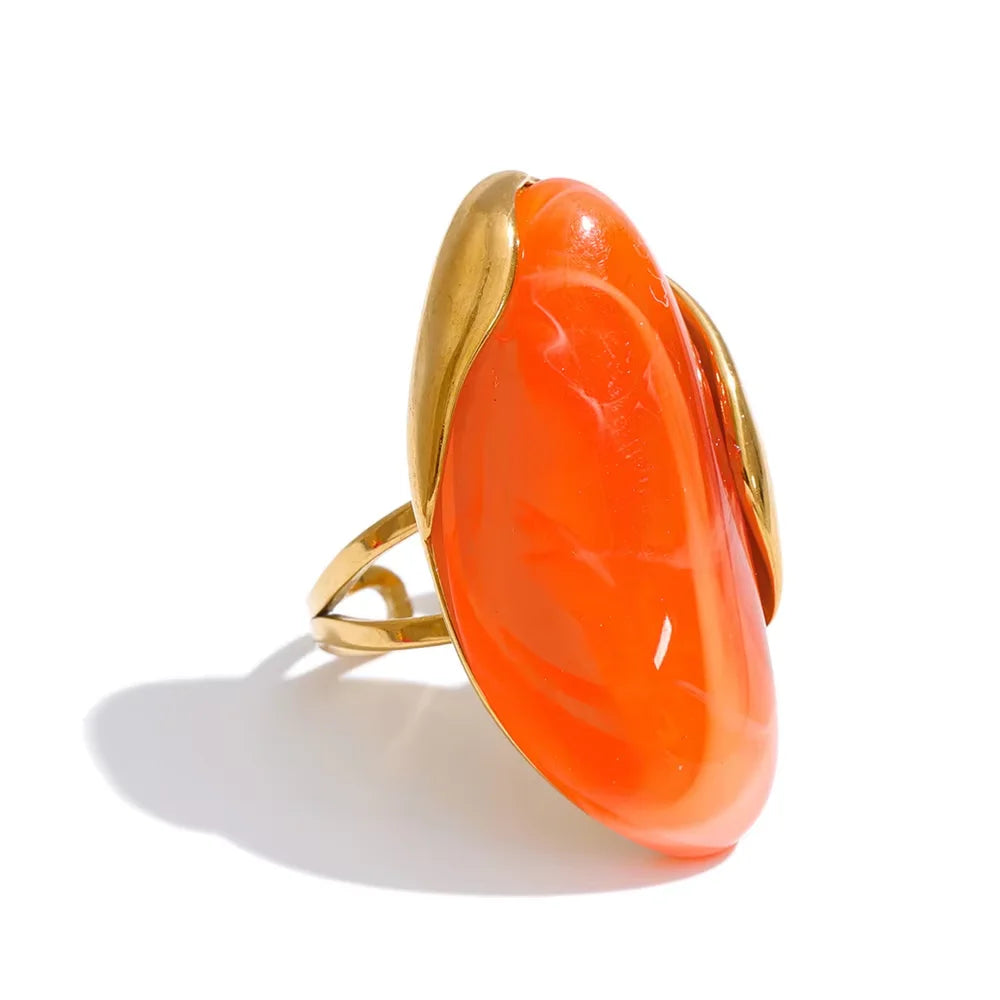 Callie Geometric Resin Ring in Orange