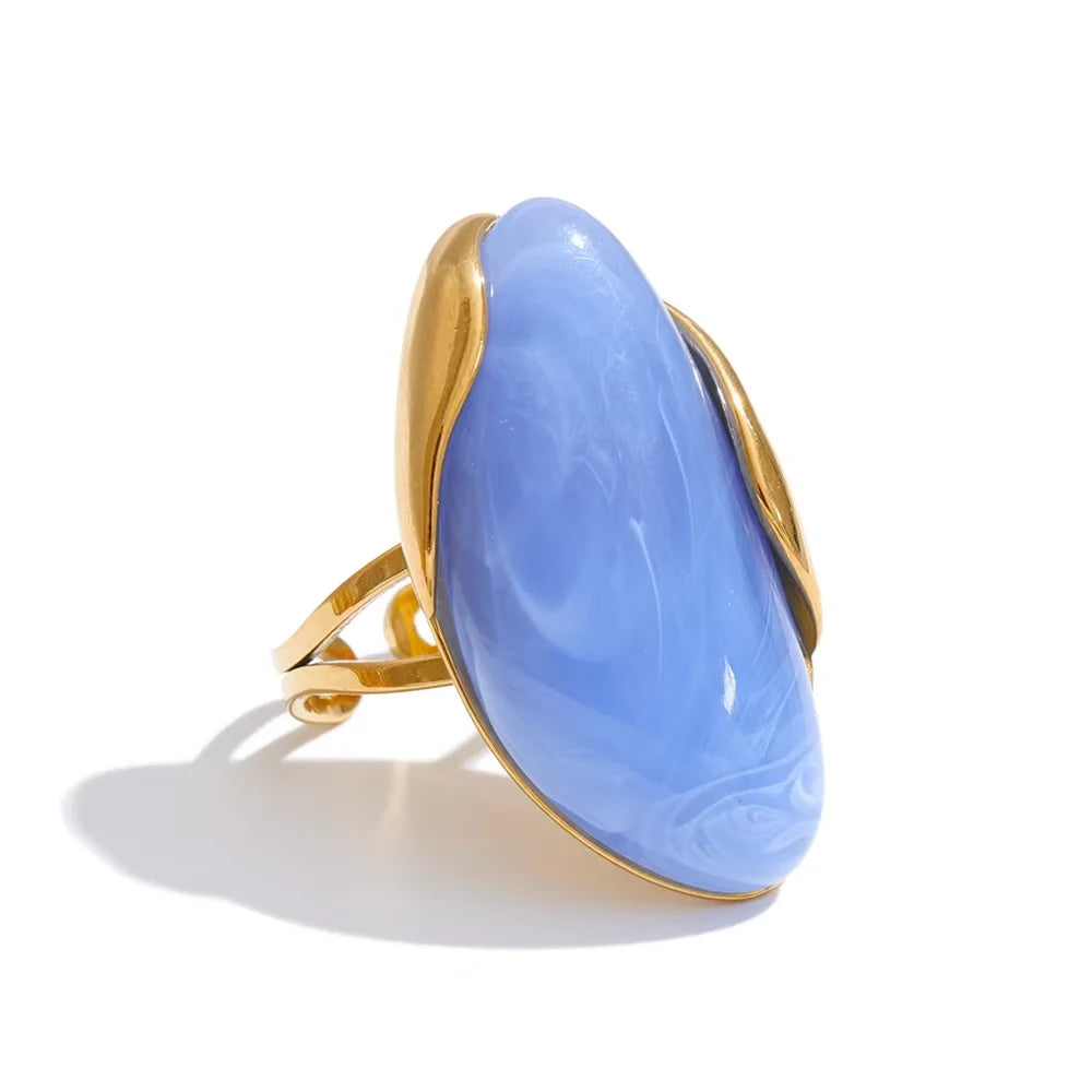Callie Geometric Resin Ring in Periwinkle