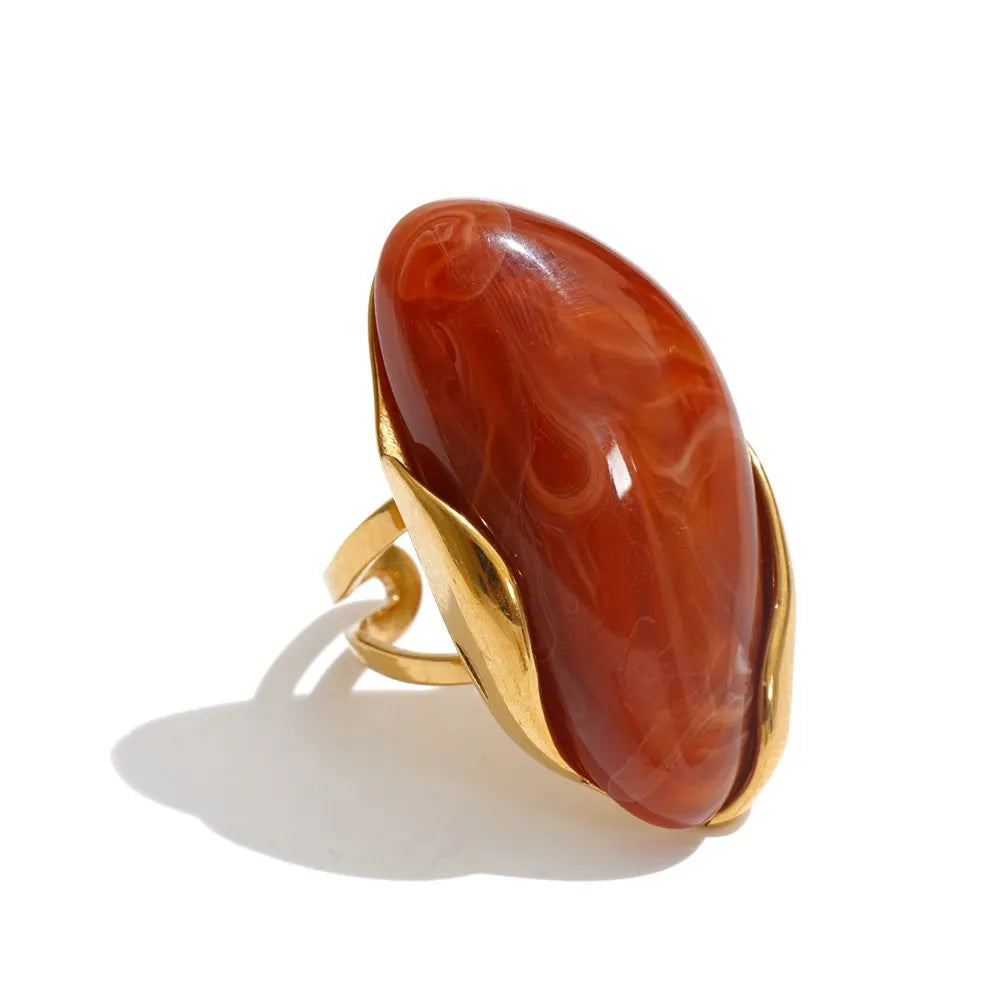 Callie Geometric Resin Ring in Rust