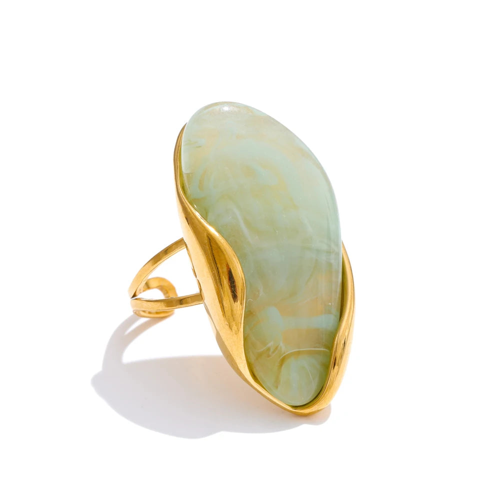Callie Geometric Resin Ring in Sage