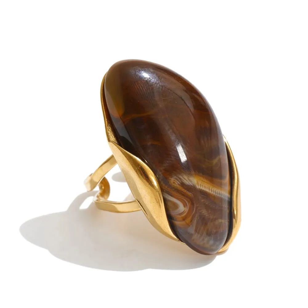 Callie Geometric Resin Ring in Umber