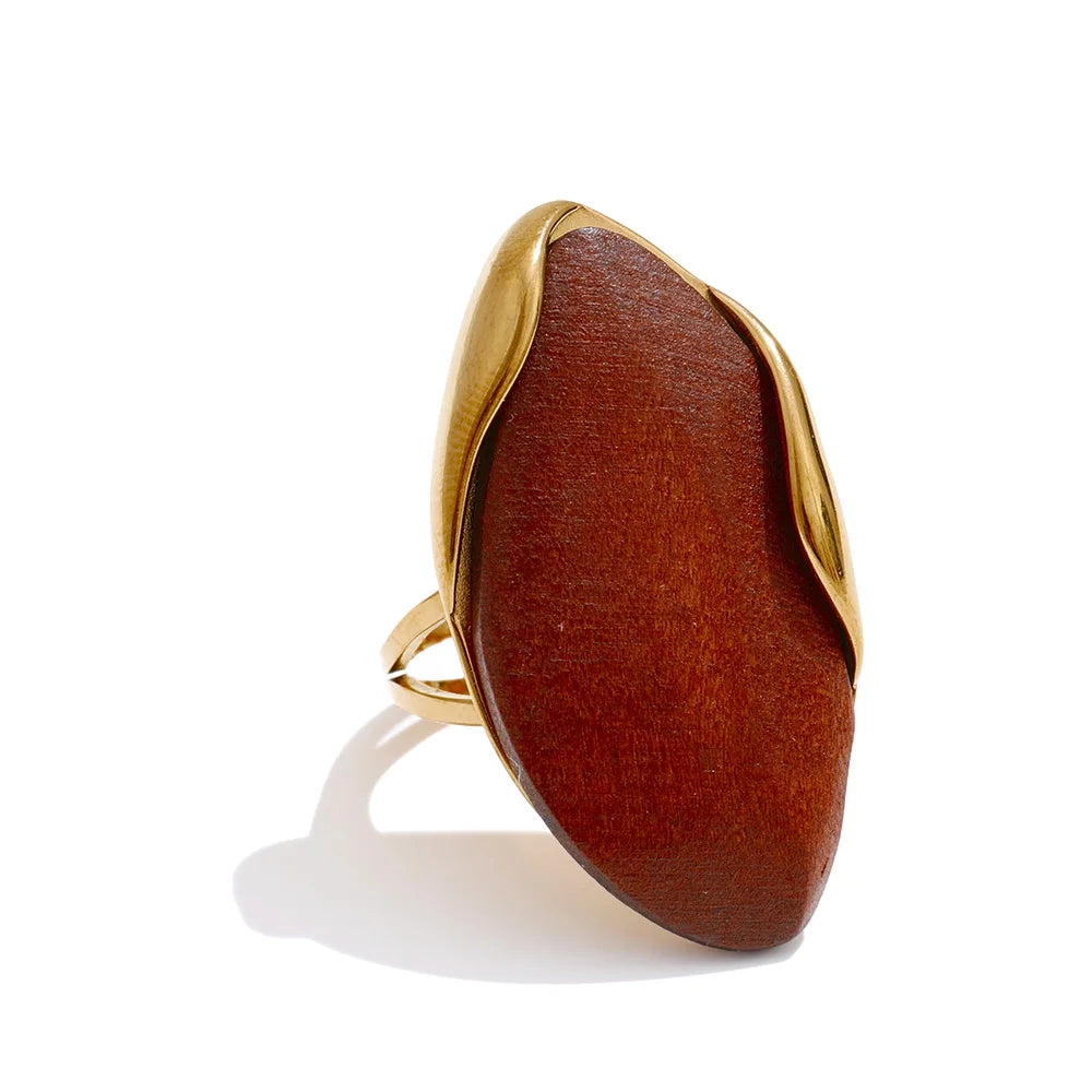Callie Geometric Resin Ring in Walnut