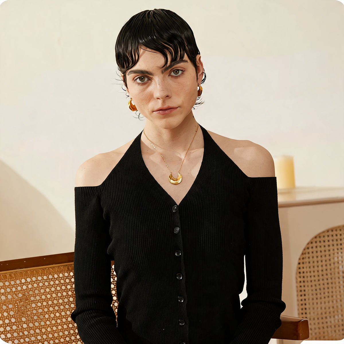 Orla Hammered Crescent Necklace