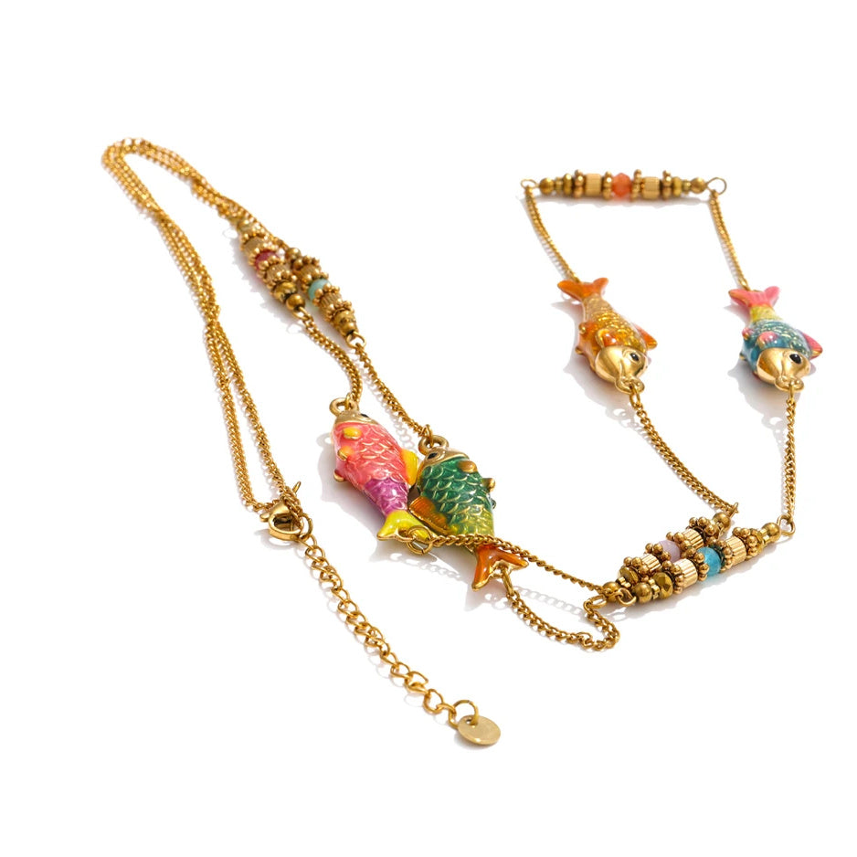Shore Enamel Fish Necklace