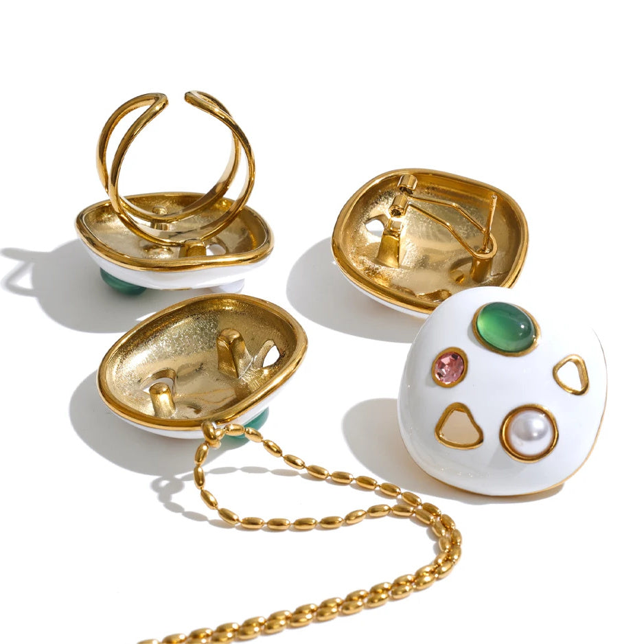Birch Enamel Dot Ring