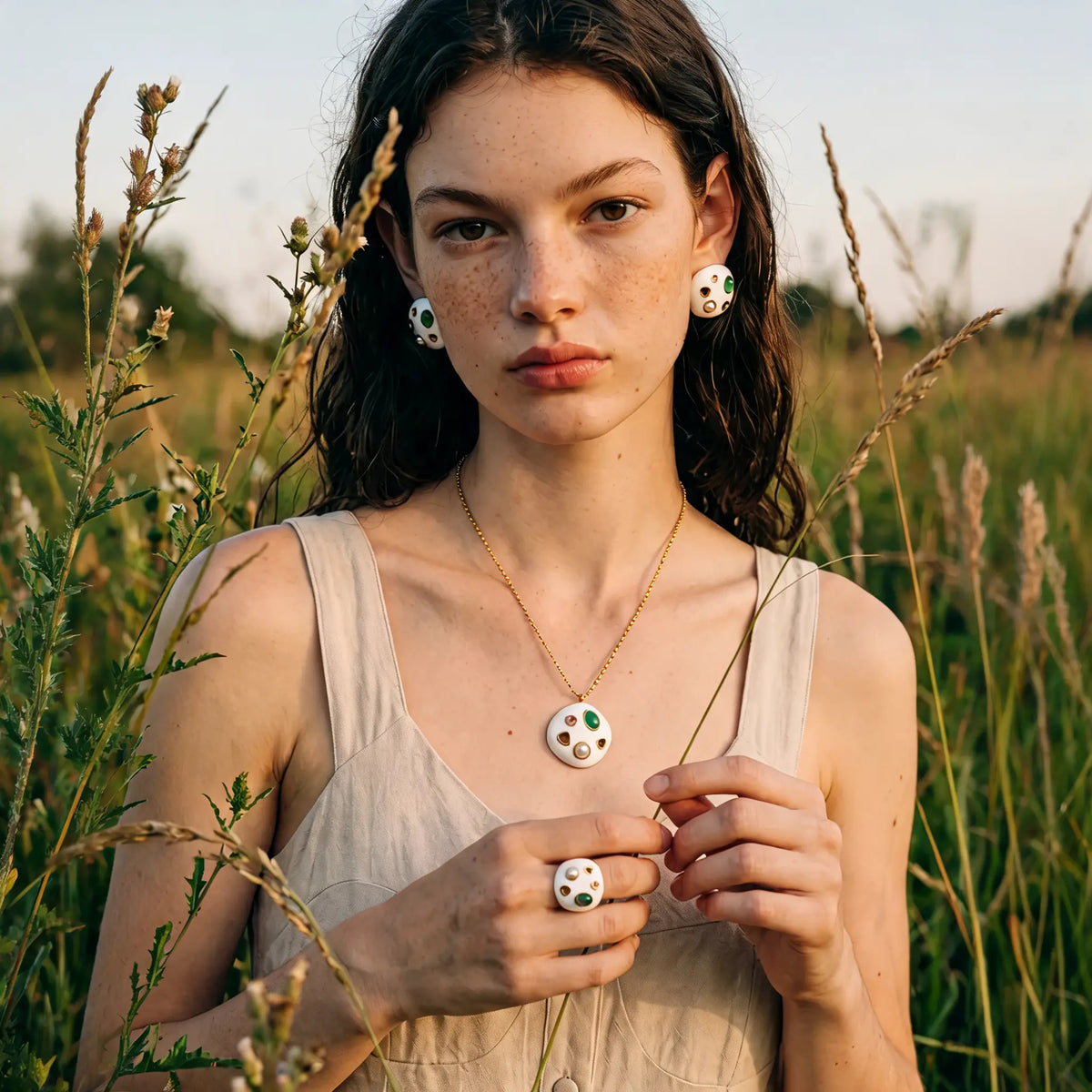 Birch Enamel Dot Ring