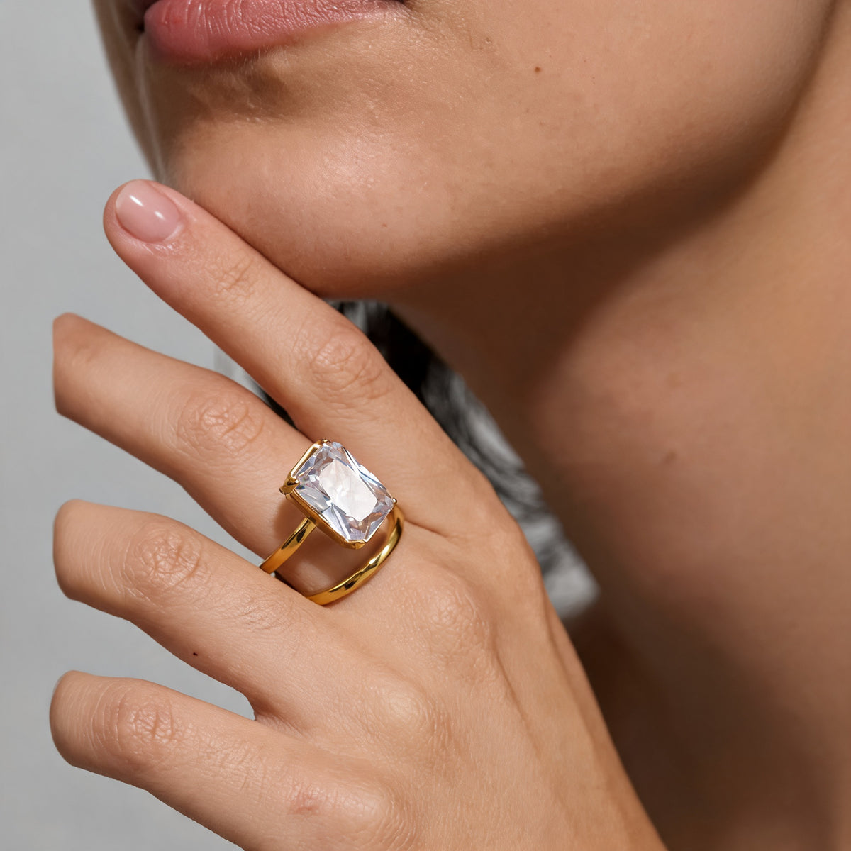Lena Crystal Rectangle Ring