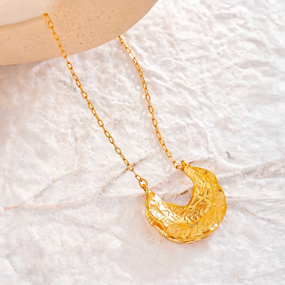 Orla Hammered Crescent Necklace