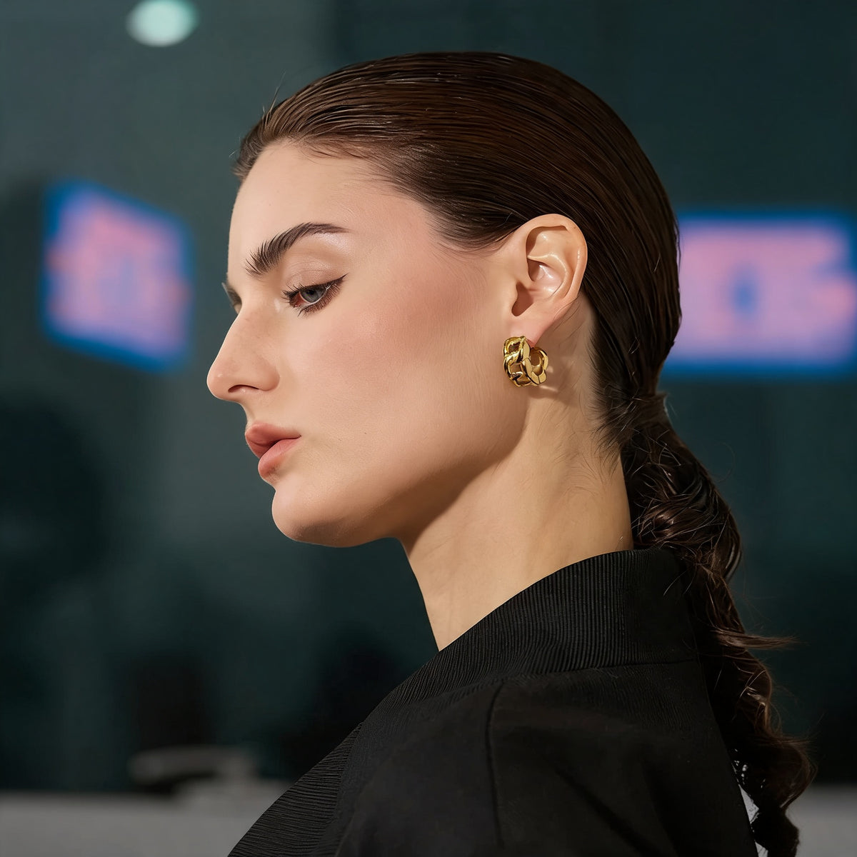 Emery Chain Hoop Earrings