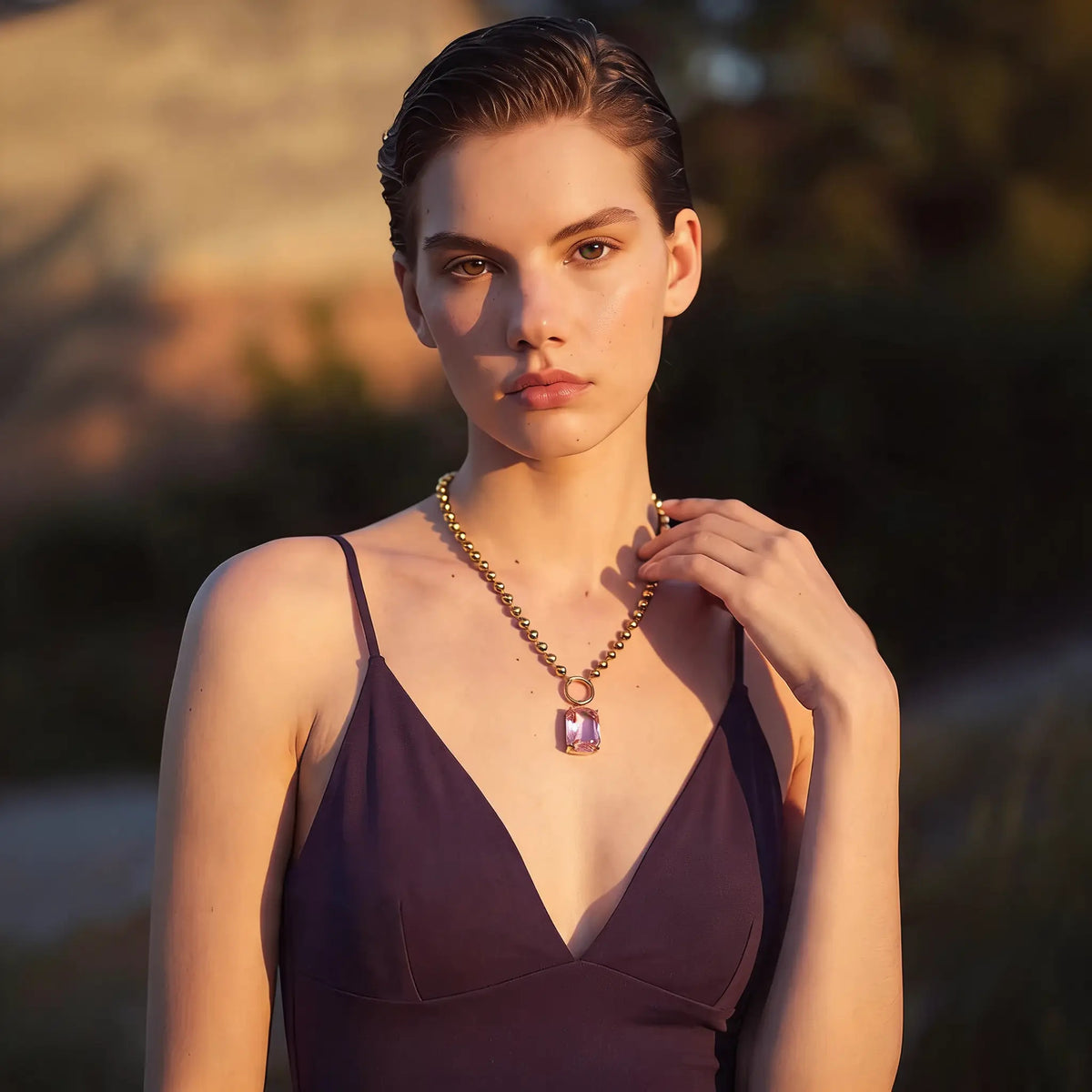 Thistle Crystal Drop Necklace