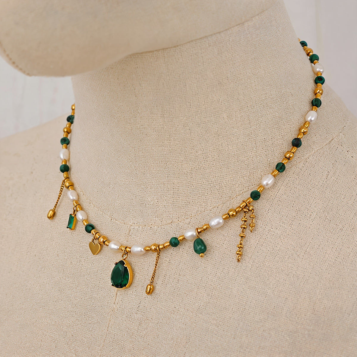 Fallon Green Crystal Necklace