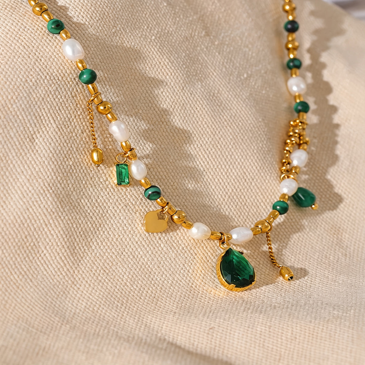 Fallon Green Crystal Necklace