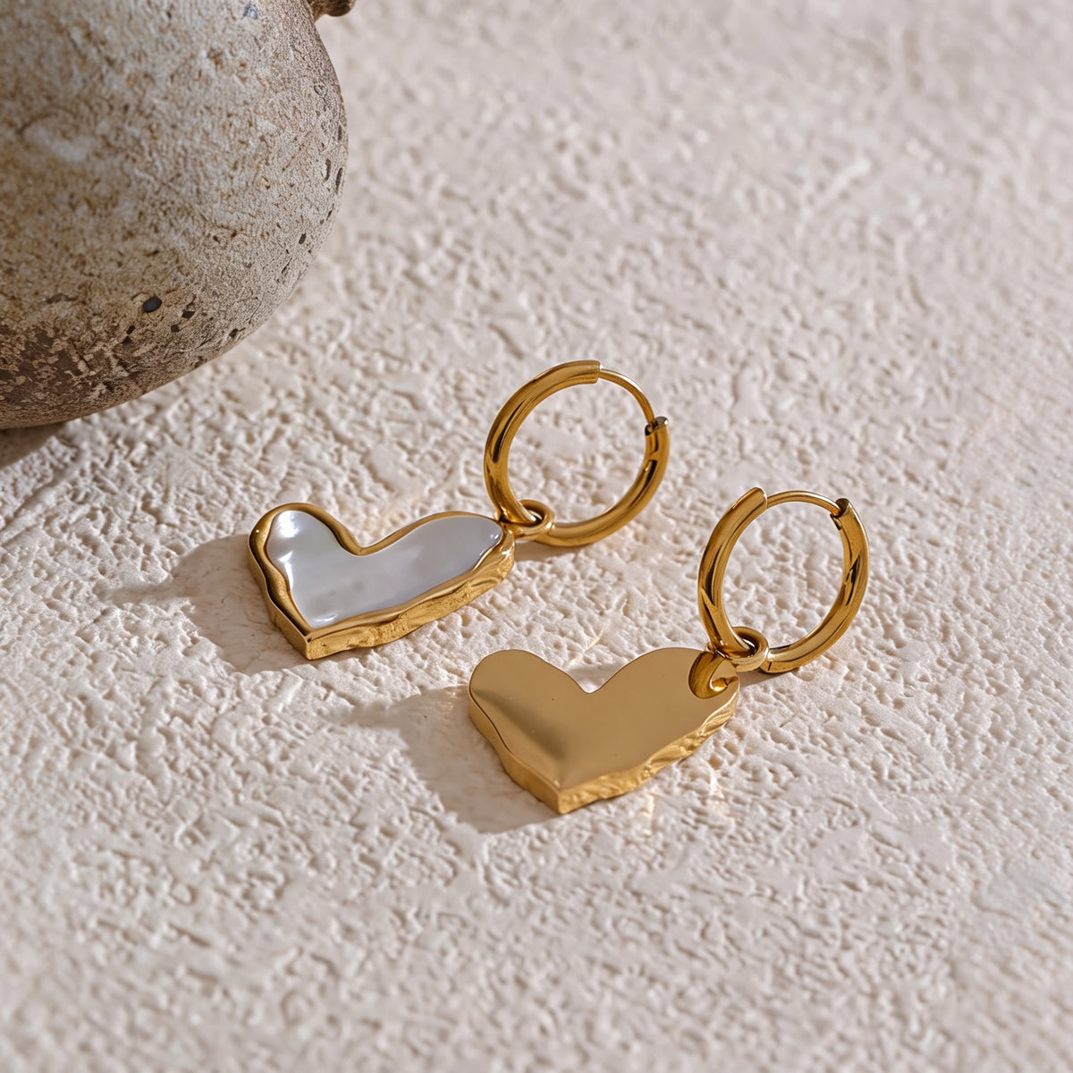Lila Shell Heart Earrings