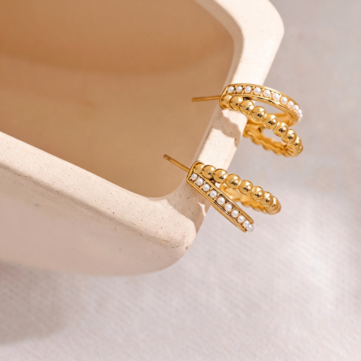 Roux Faux Pearl Hoops