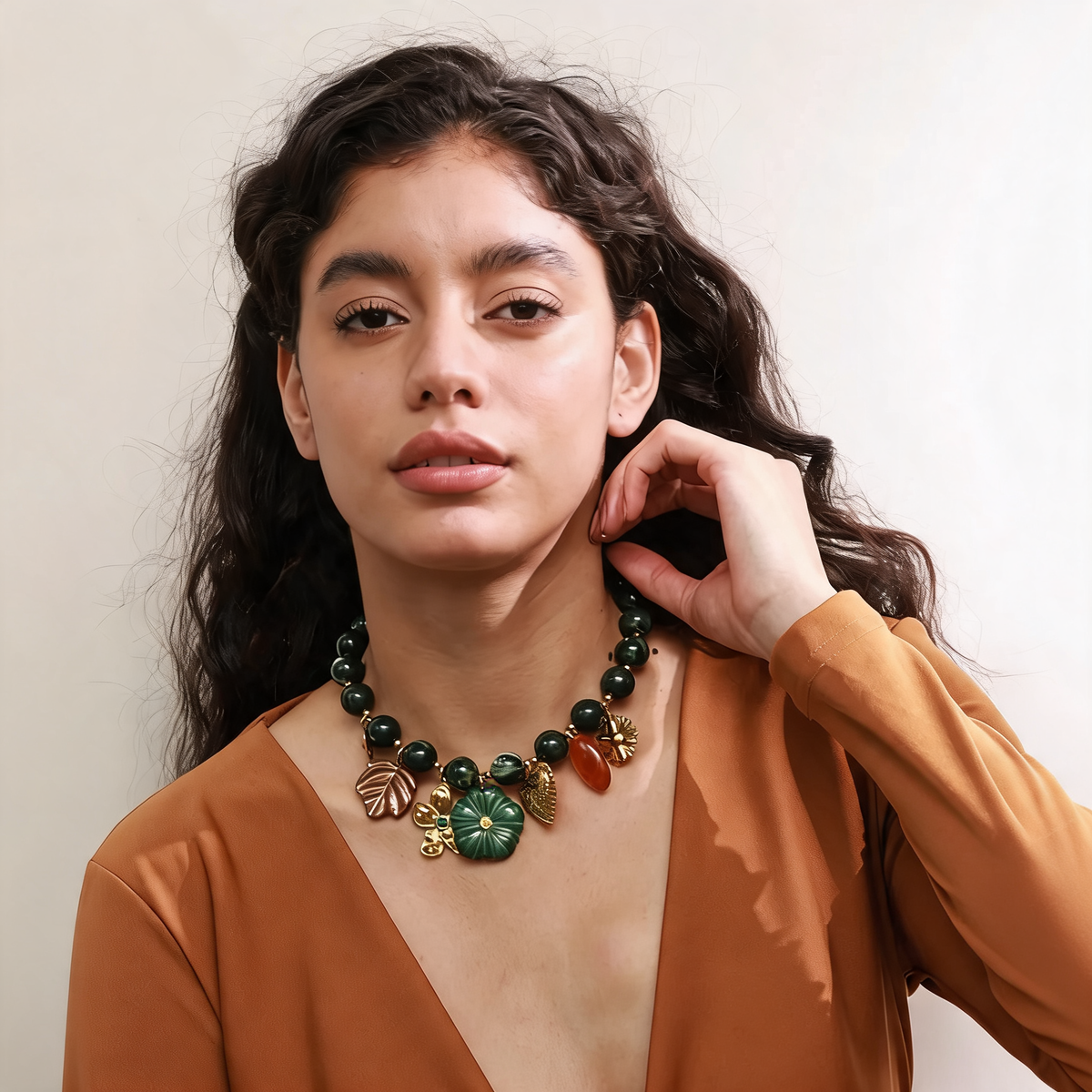 Aster Green Charm Necklace