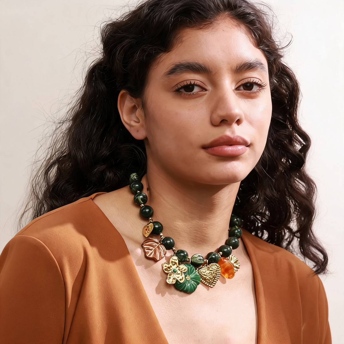 Aster Green Charm Necklace