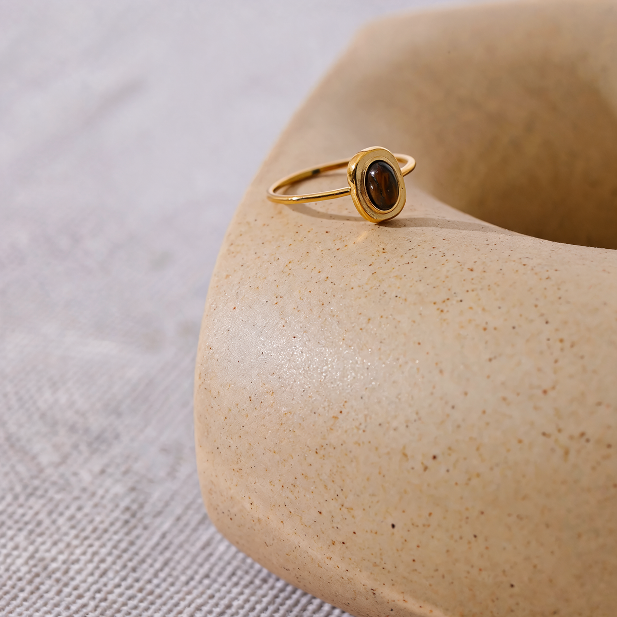 Olive Stone Oval Ring