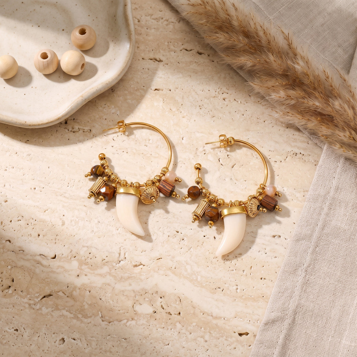 Elsie Resin Horn Earrings