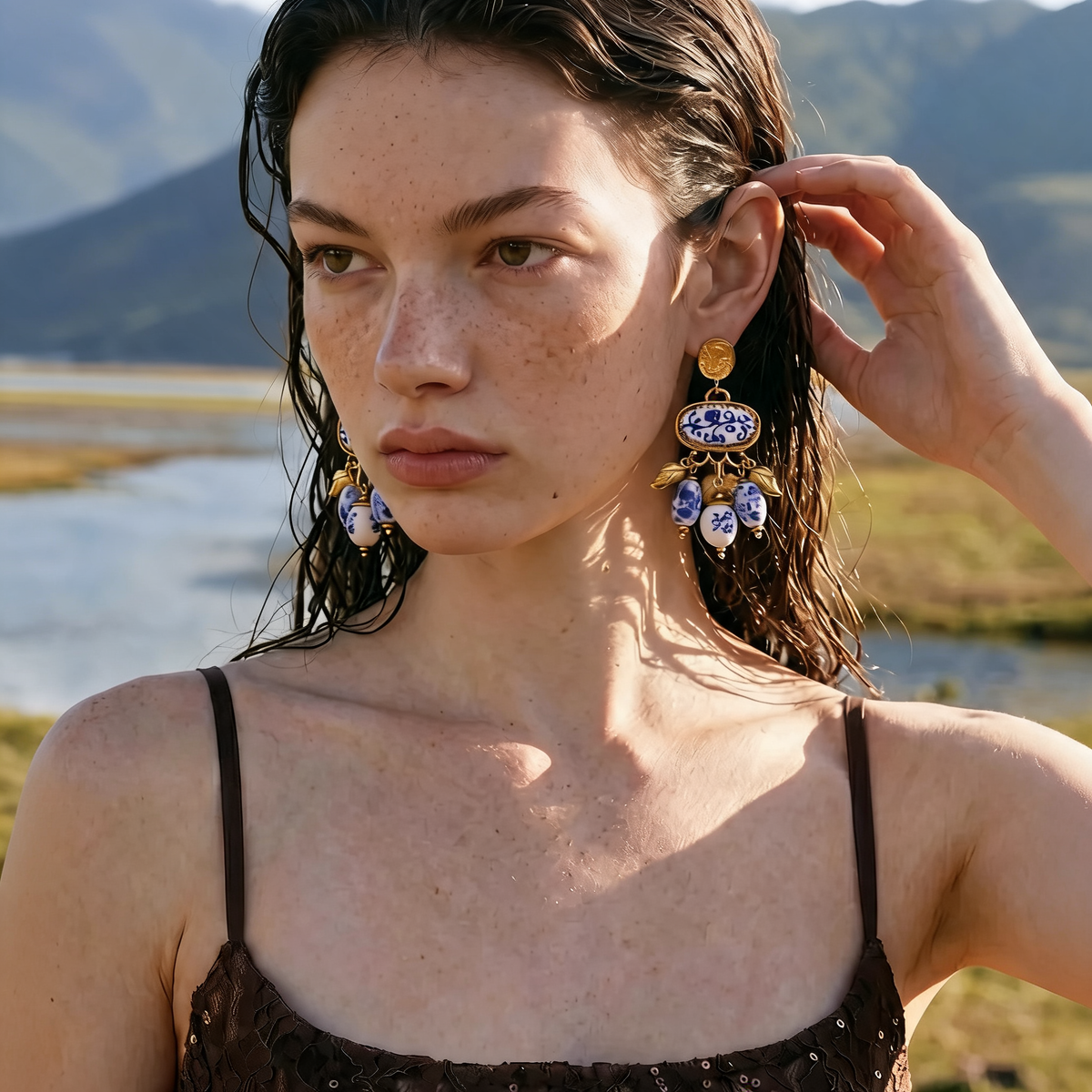 Nadia Ceramic Flower Earrings