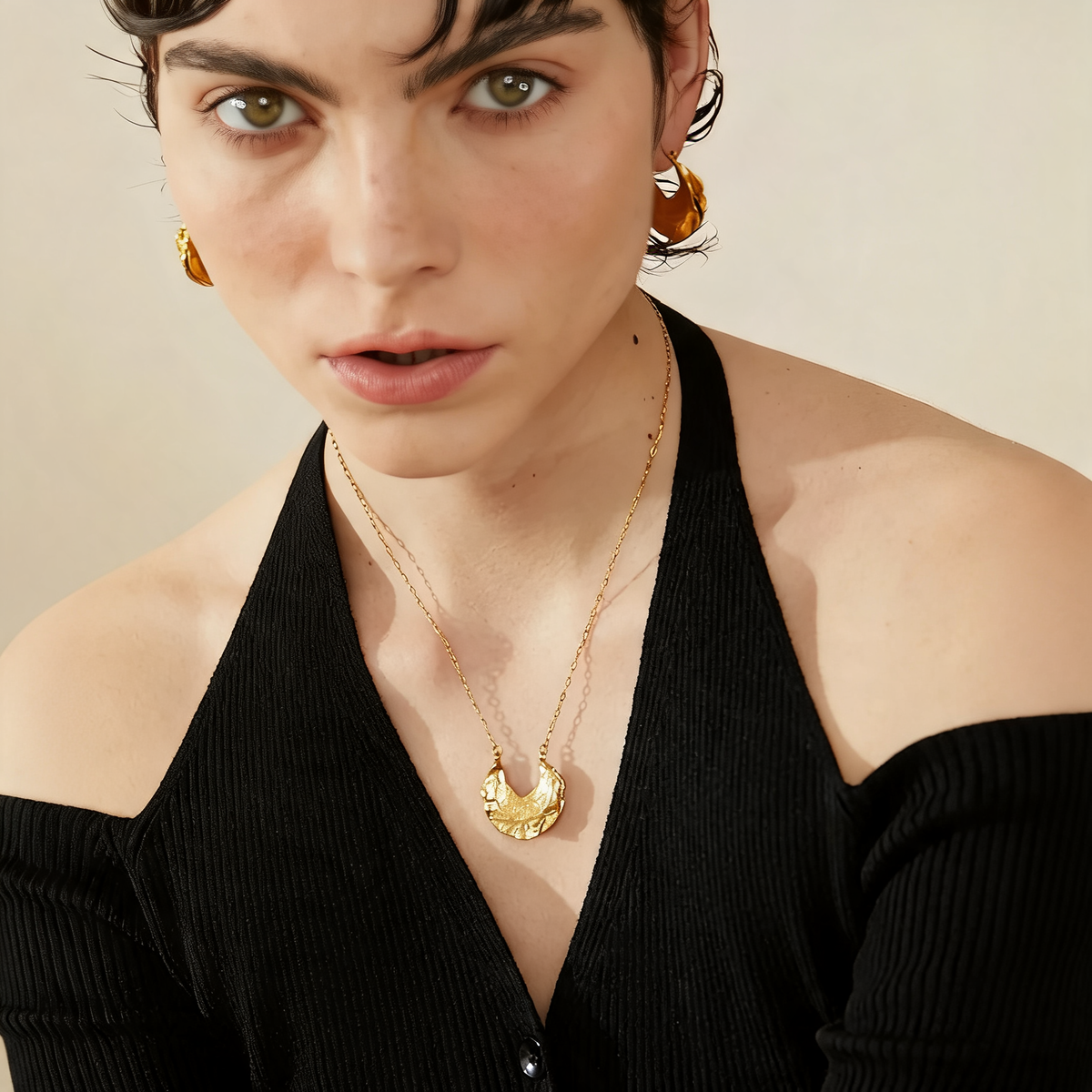 Orla Hammered Crescent Necklace