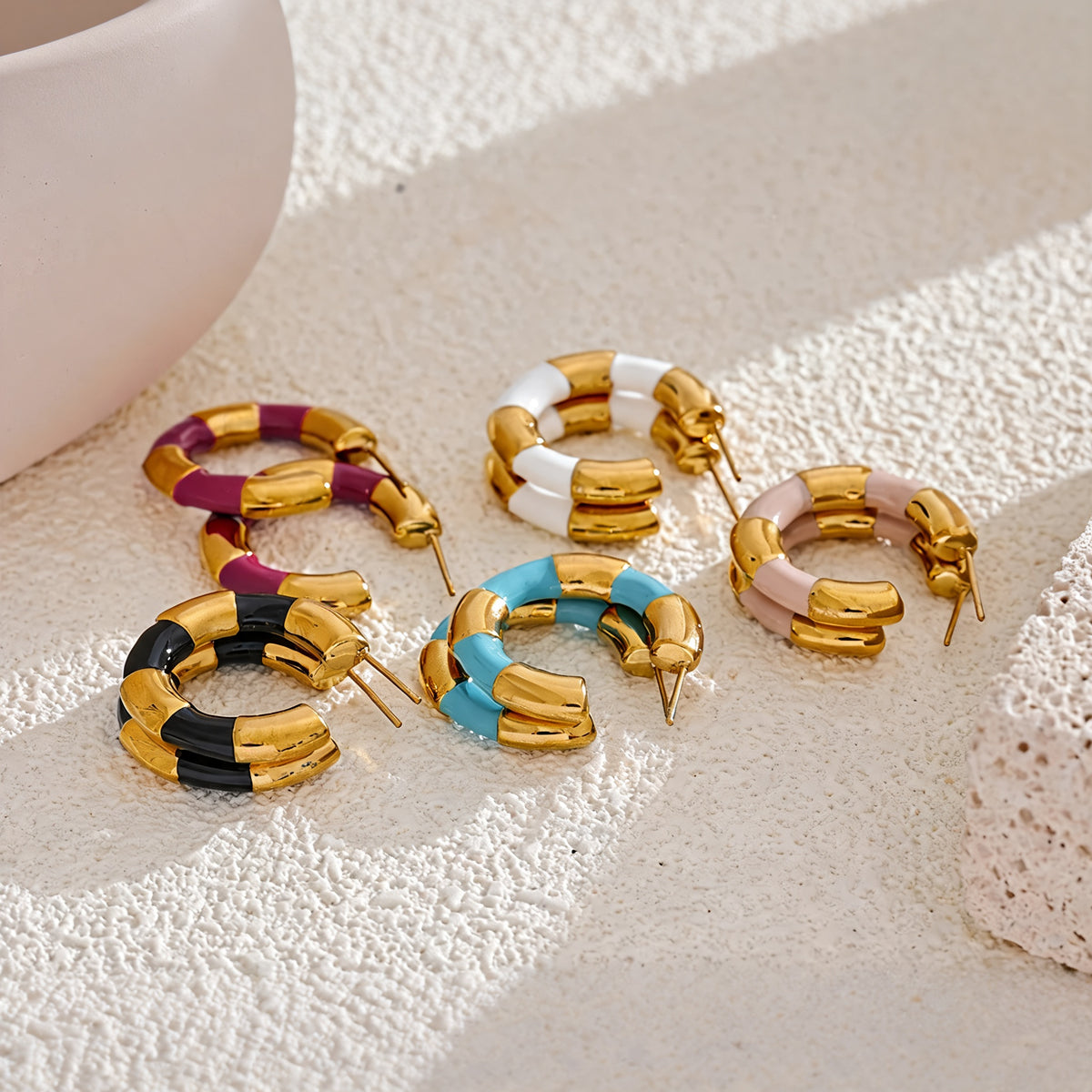 Ginny Enamel Hoop Earrings